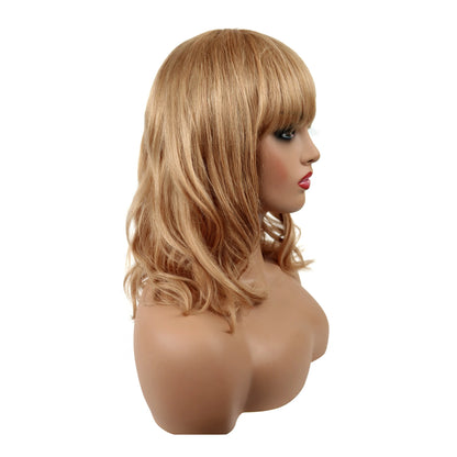 Natural Wave Ombre Blonde with Full Bangs 100 Human Hair 16 Inches