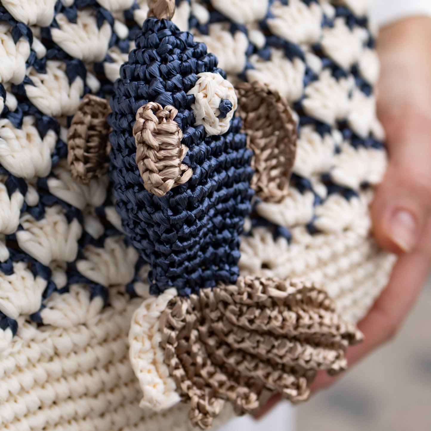 Handmade Raffia Crochet Purse  – Unique Summer Bag with Maritime elements