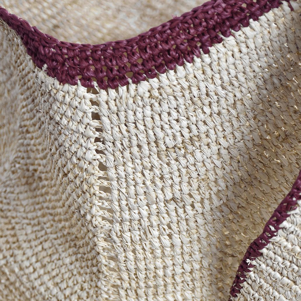 Large Angular Two Tone Slouch Raffia Straw Tote Bag