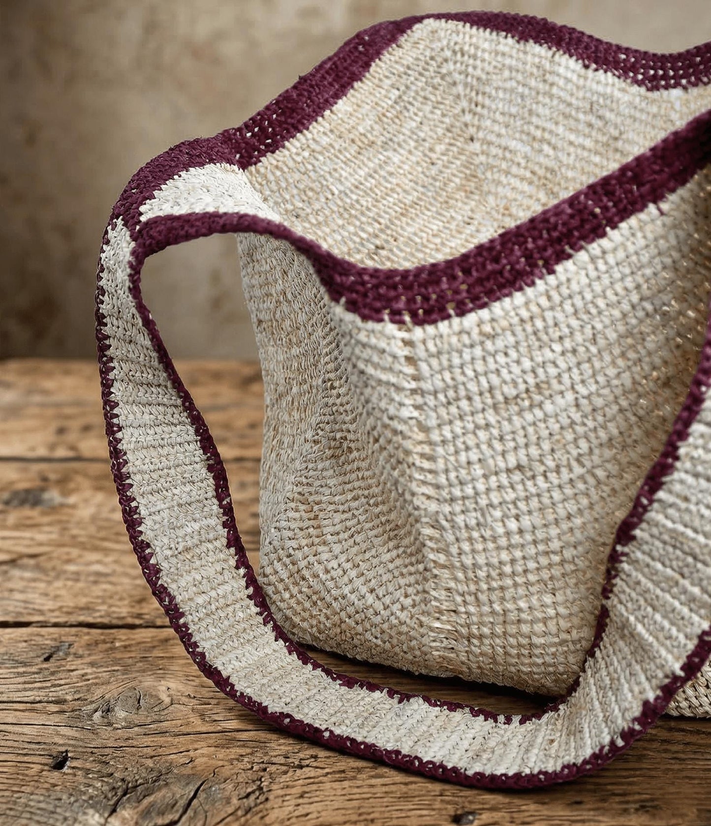 Large Angular Two Tone Slouch Raffia Straw Tote Bag