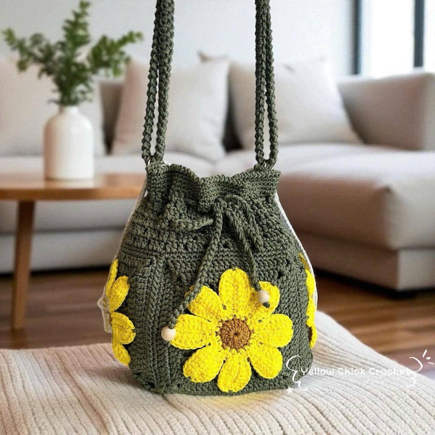 Crochet Shoulder Bag, Handmade Granny Floral Bag with 3D Red Flowers, flower bag, tote bag, summer accessories,Mother's Day gift,Easter Gift