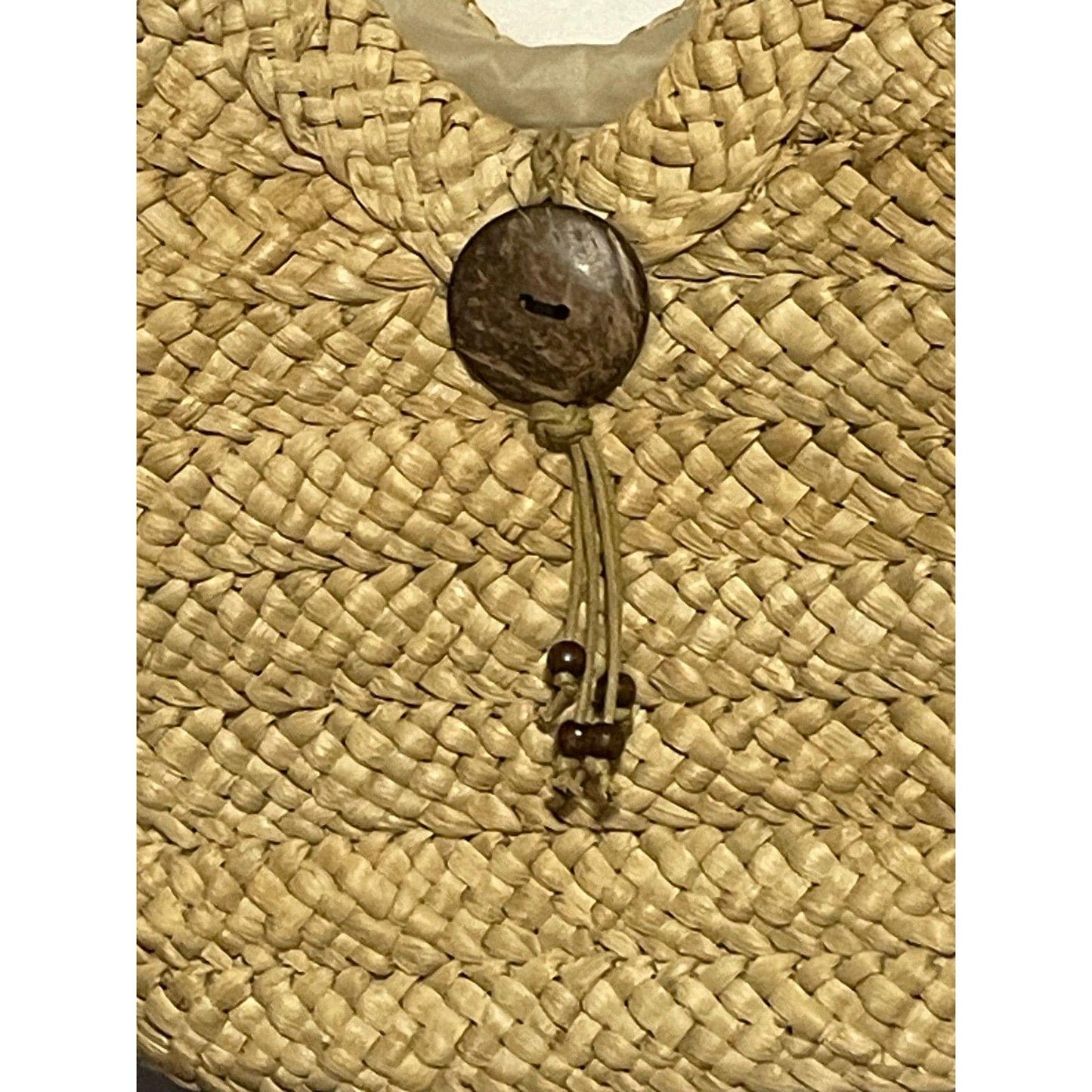 Sun N Sand Straw Tote Bag Woven Beach Handbag Boho Wood Handle Large