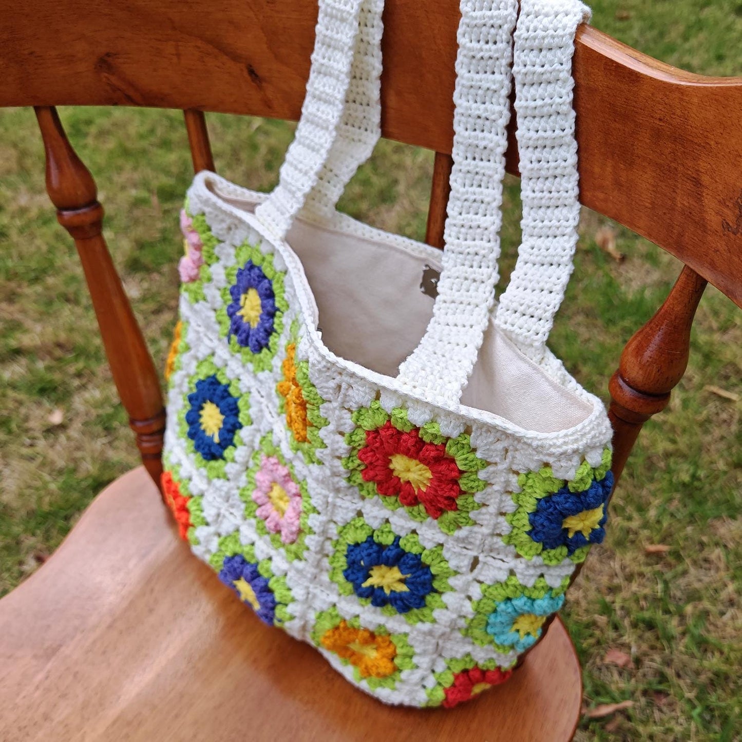 Handmade Sunny Garden Crochet Bag, Soft Shoulder Bag &amp; Tote, Gift for Her